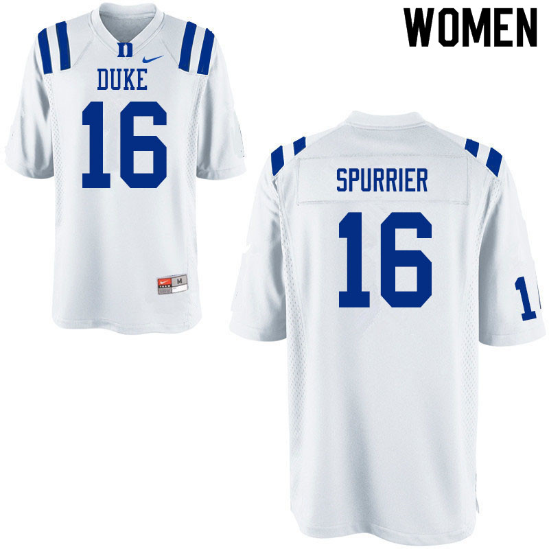 Women #16 Gavin Spurrier Duke White Devils College Football Jerseys Sale-White - Click Image to Close